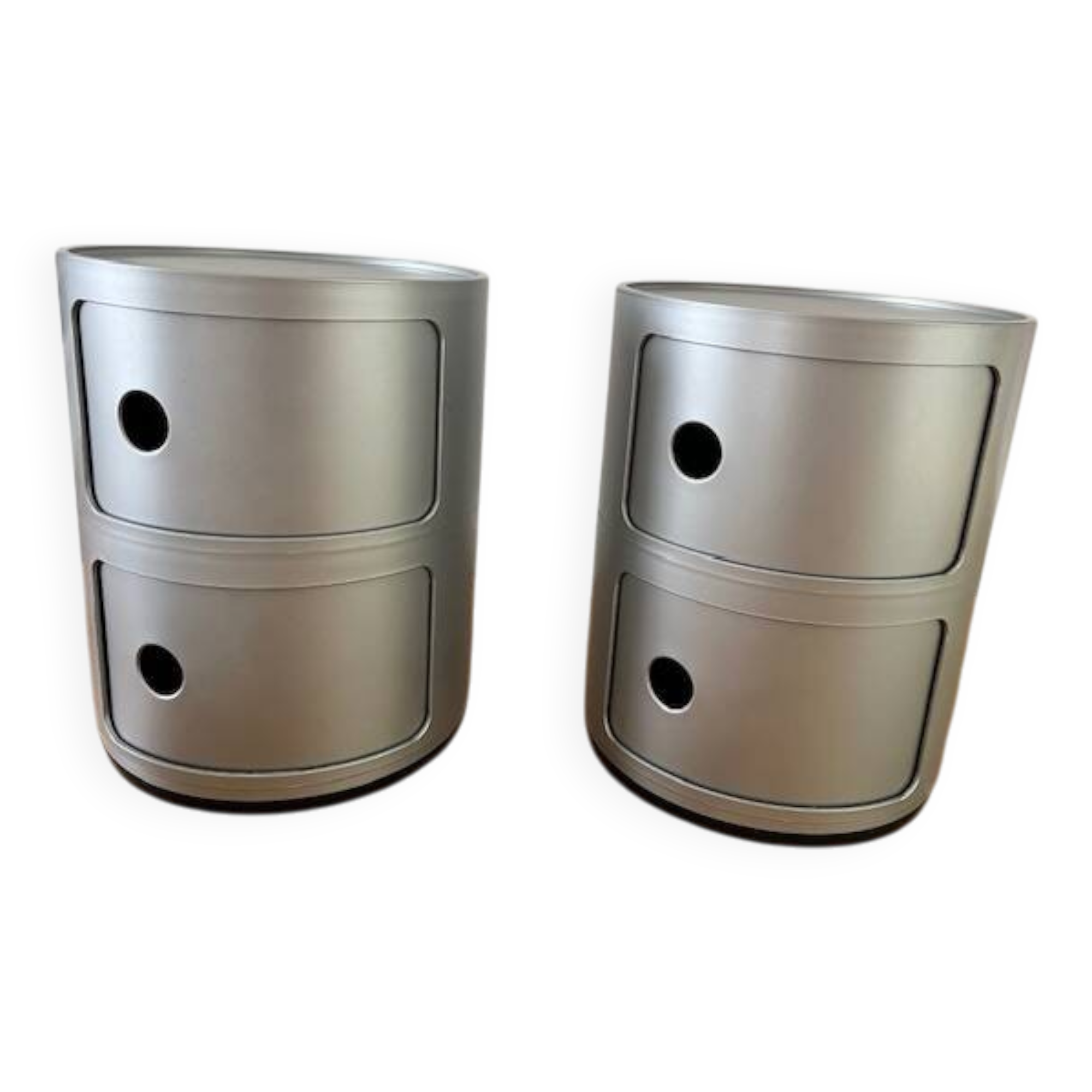 2 Kartell Componibili storage units in matt silver