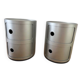 2 unités de rangement Kartell Componibili argent mat