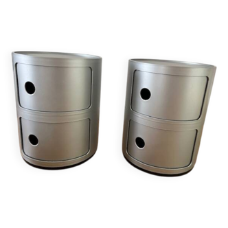 2 Kartell Componibili storage units in matt silver