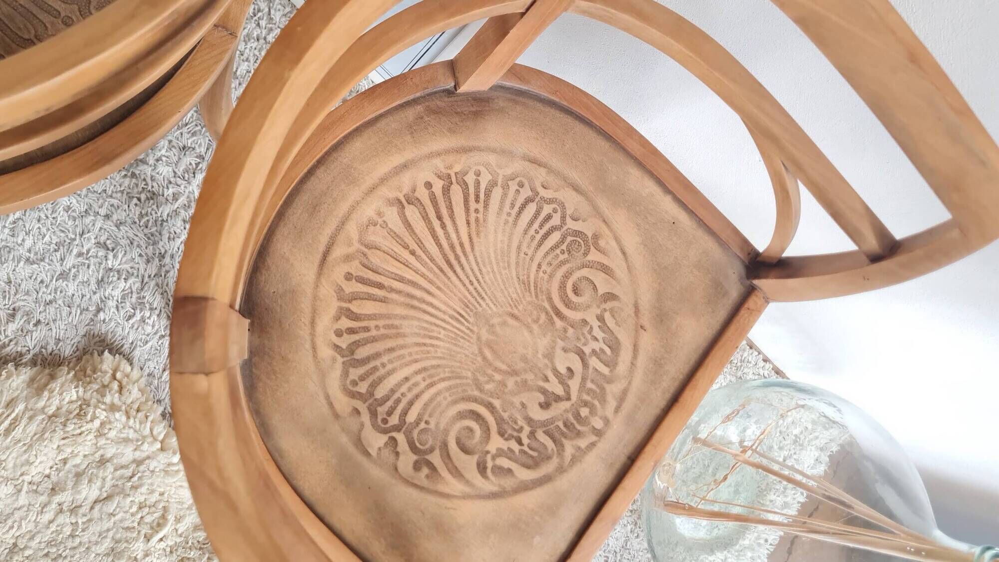 Pair of chairs in the style of antique armchairs circa 1940 - engraved seat.