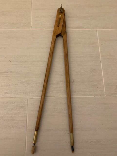 Large Compass Old Wooden Tool Carpenter Companion Folk Art