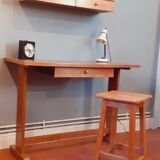 Table bureau et son étagère années 50 en chêne