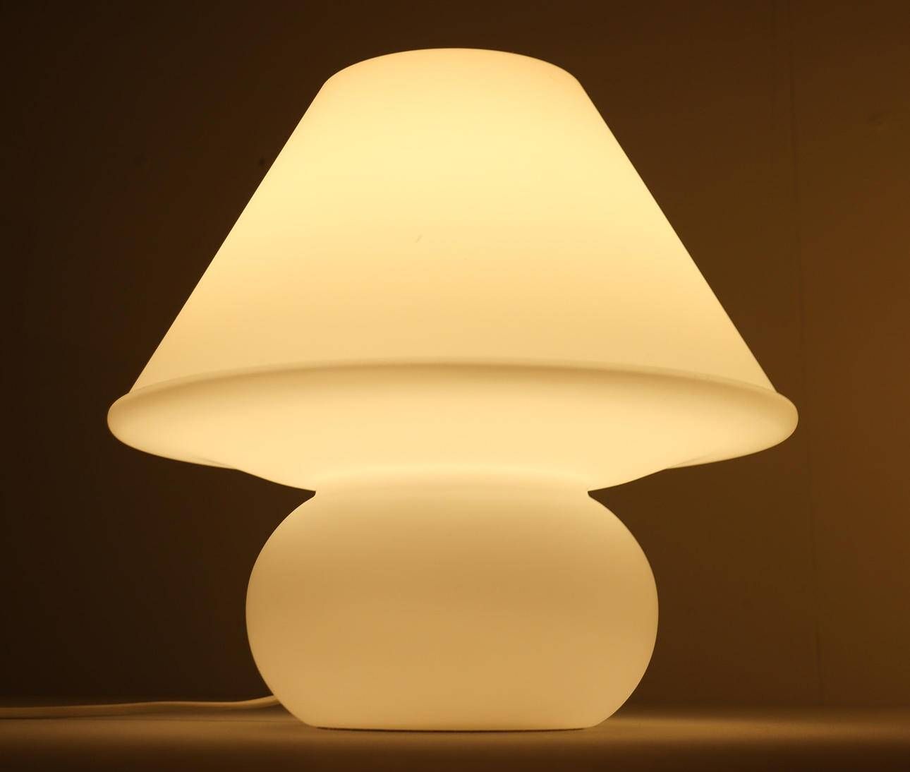 Set of 2 mushroom lamps, opal glass, Glashütte Limburg, Germany, 1970s