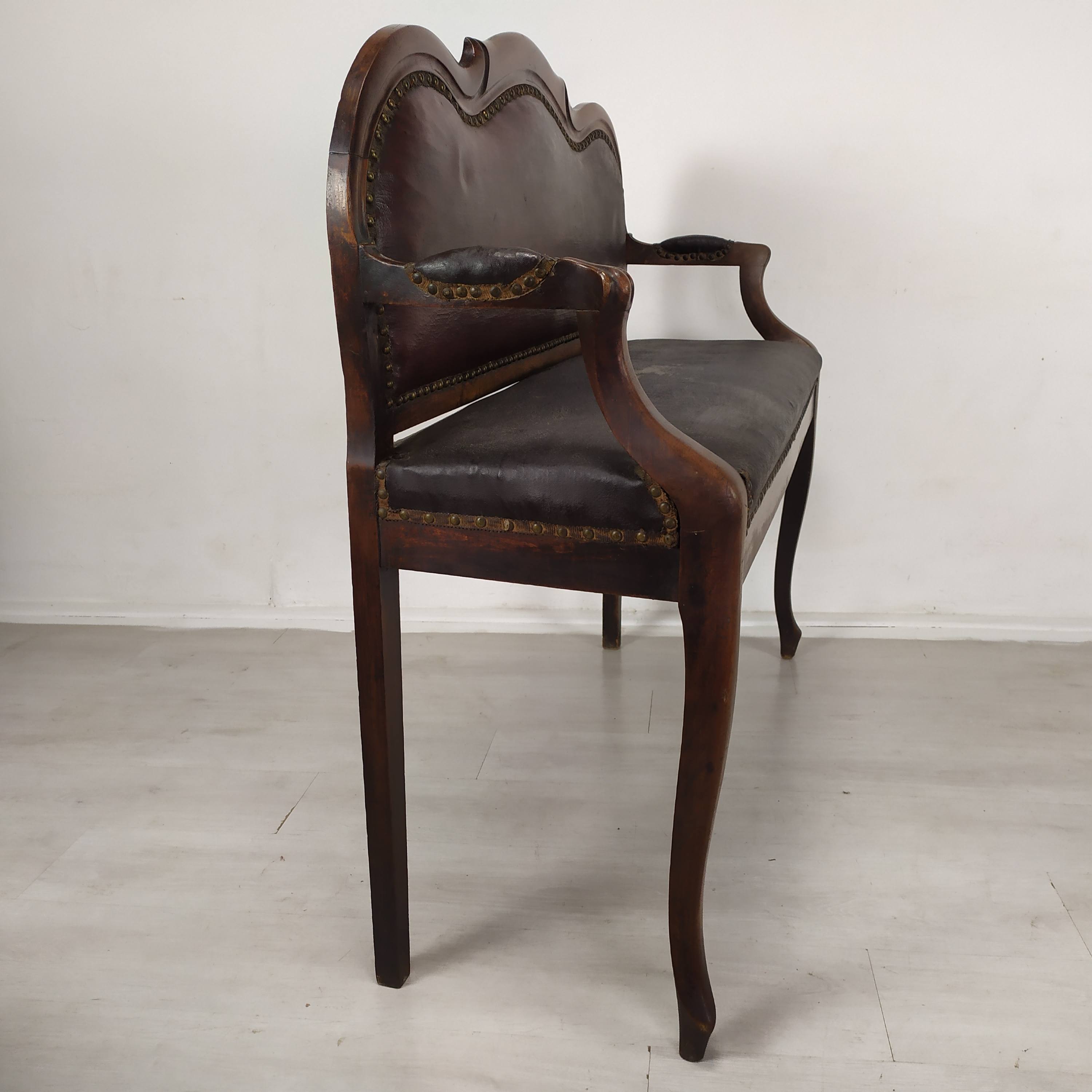 Leather bistro bench