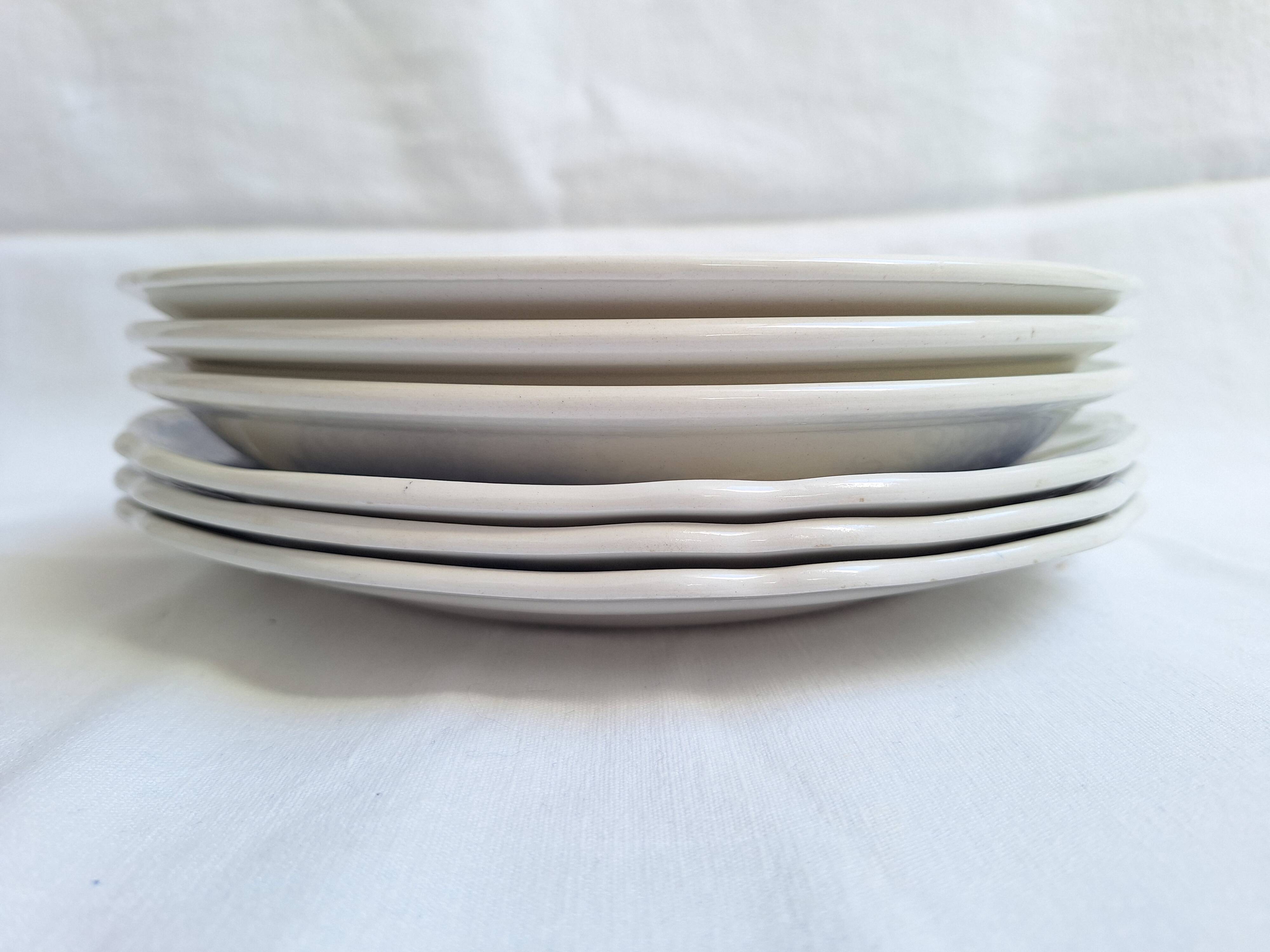 Vintage blue Moulin des Loups dinner plates