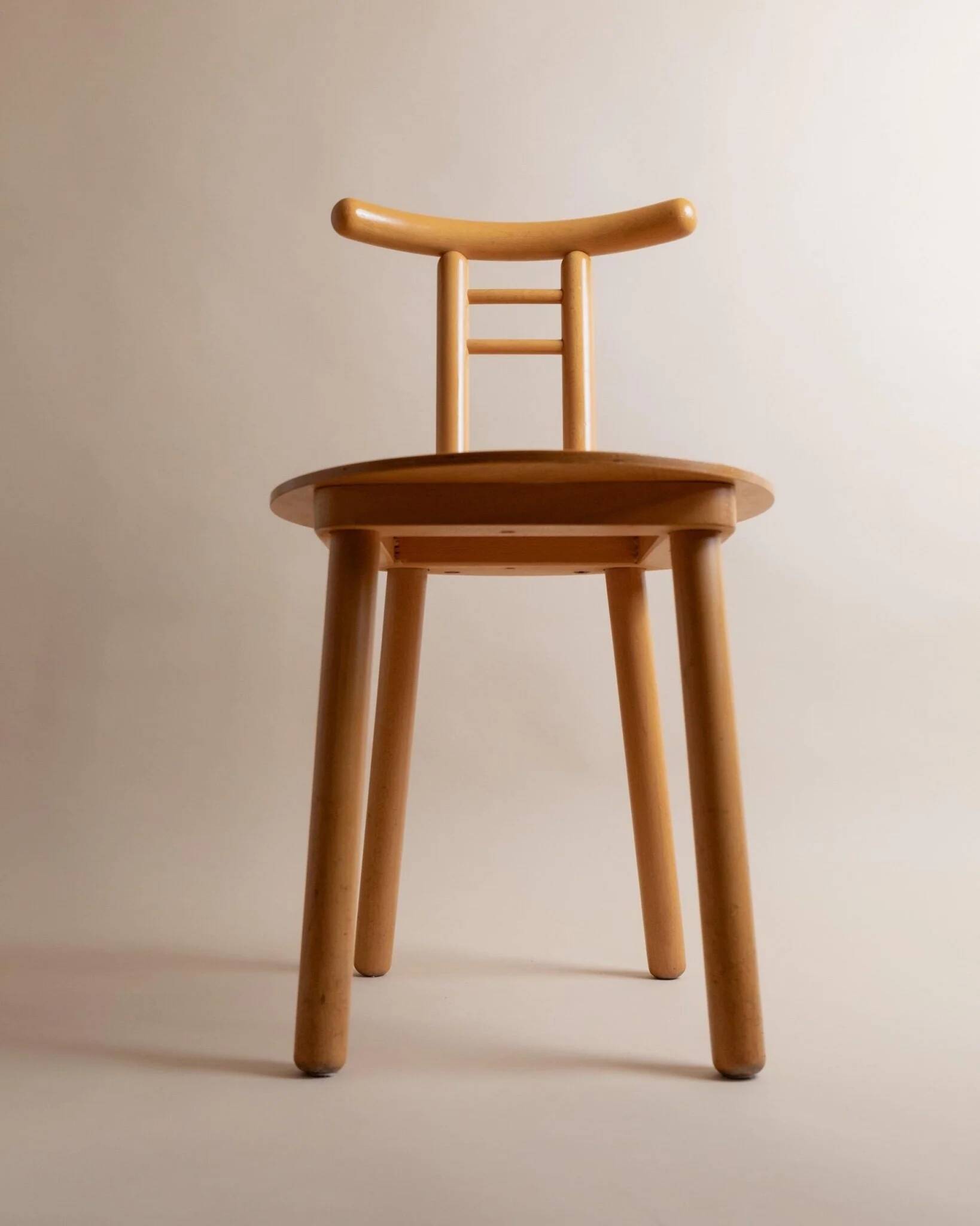 Light Wood Vintage Chair - 1980s Italian Minimalist, Japanese-Inspired, Solid Wood, Batch of 2