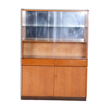 Vitrine Art Déco en chêne et verre, tchèque, années 1940