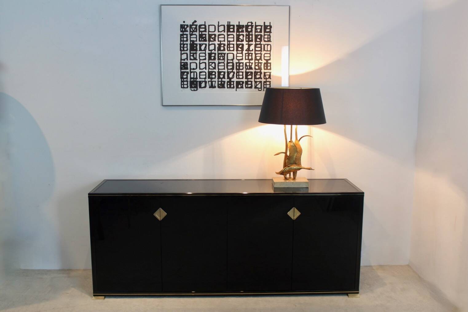 Pierre Vandel Paris Black Lacquered French Sideboard