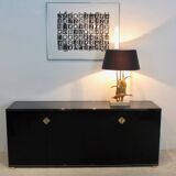 Pierre Vandel Paris Black Lacquered French Sideboard
