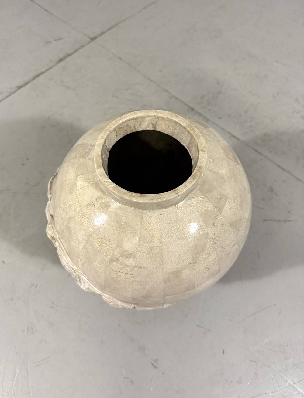 Travertine mactan stone columns & vase 1980’s