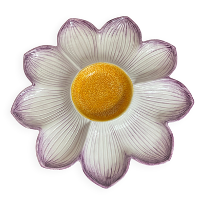 Plat compartimenté, grande fleur en céramique, Italie
