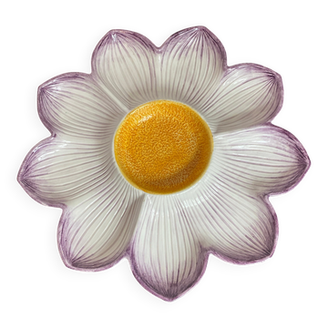 Plat compartimenté, grande fleur en céramique, Italie