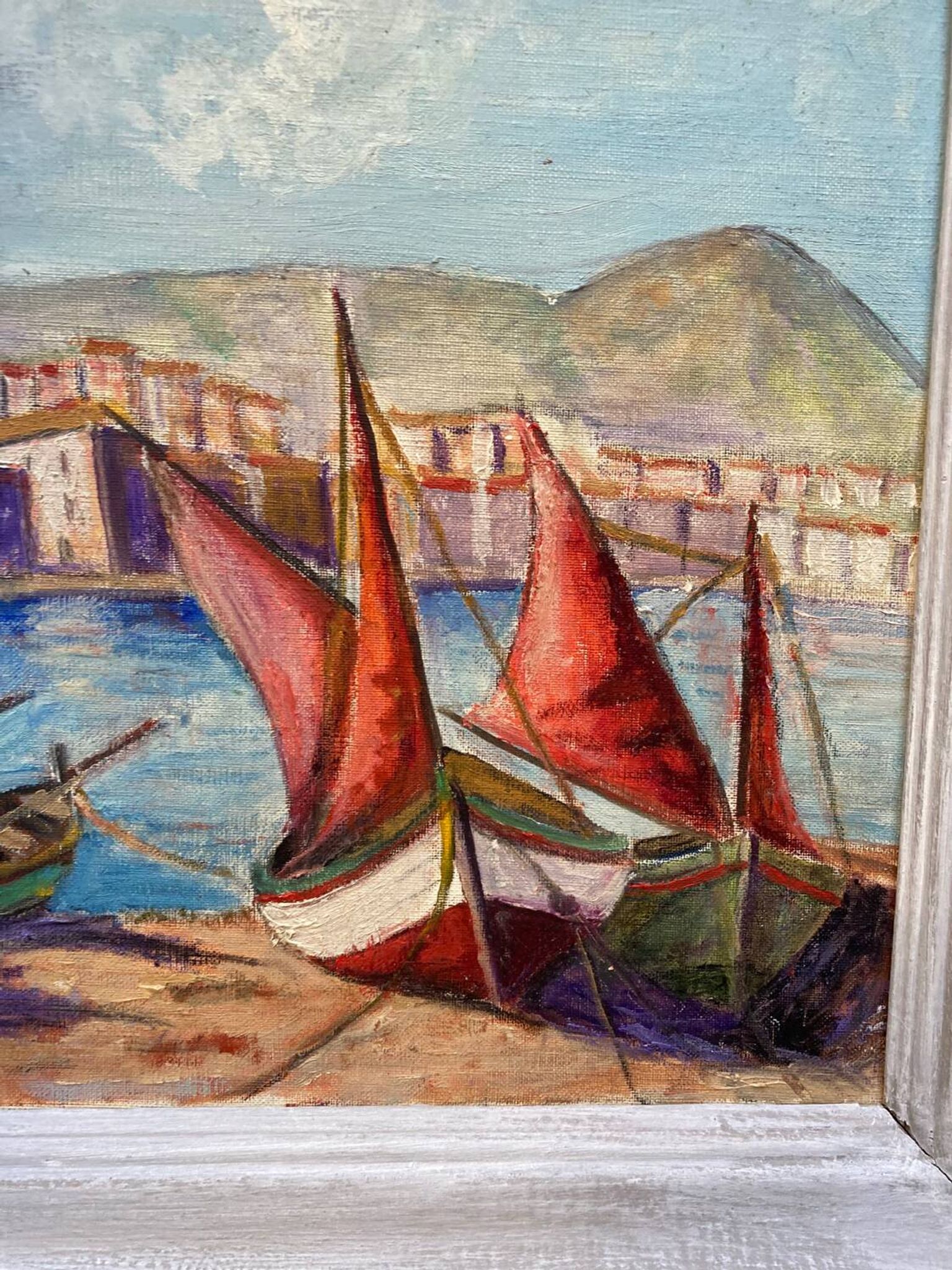 Huile sur toile « Marine » encadrée