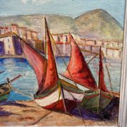 Huile sur toile « Marine » encadrée