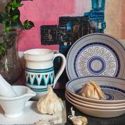 Cinq assiettes creuses céramiques M.B.F.A  PORNIC vintages service Daphné