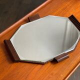 Vintage art deco design serving tray - teak and mirror - 1940s