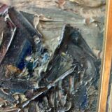 Large OIL ON WOOD representing the view of a "Lighthouse on the pier"