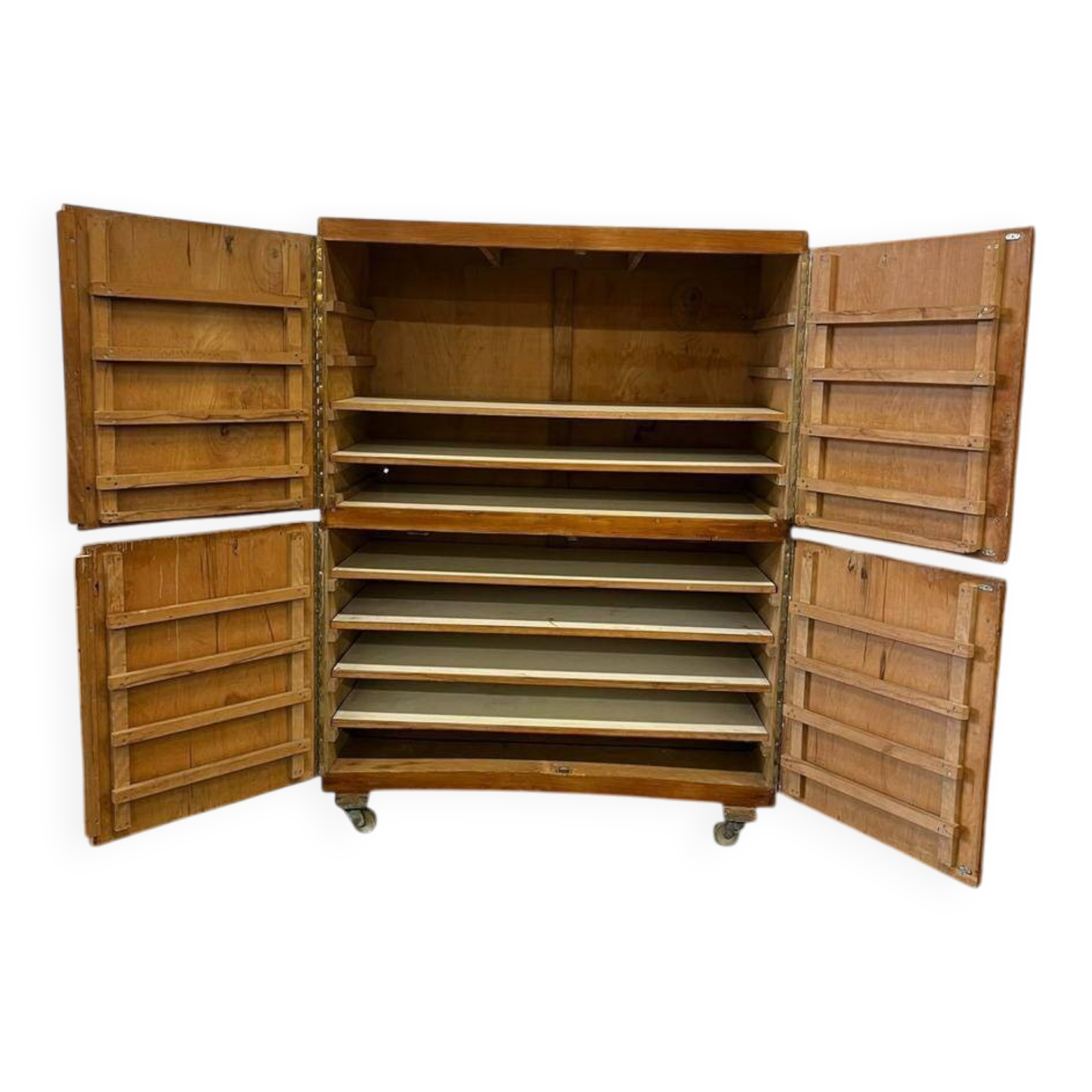 Vintage wooden baker's cupboard / large industrial cupboard