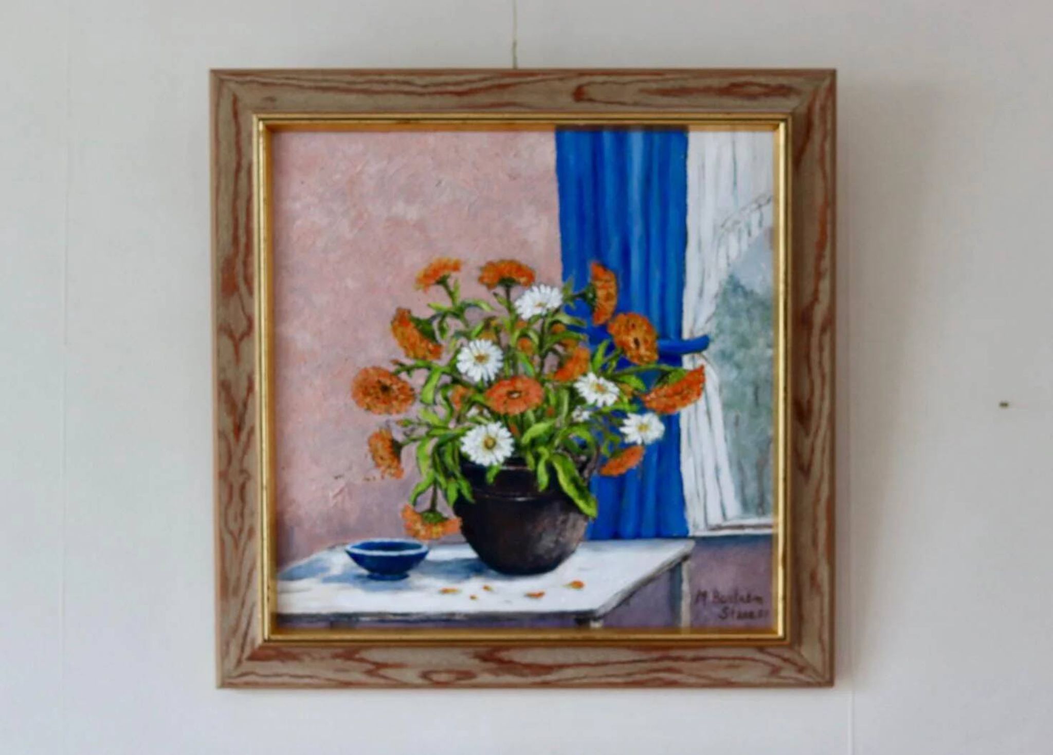 Oil on Swedish canvas, "Floral Pattern", M Boström Stare