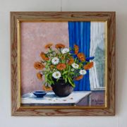 Oil on Swedish canvas, "Floral Pattern", M Boström Stare