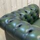 Chesterfield 3-seater sofa in green leather from the 80s