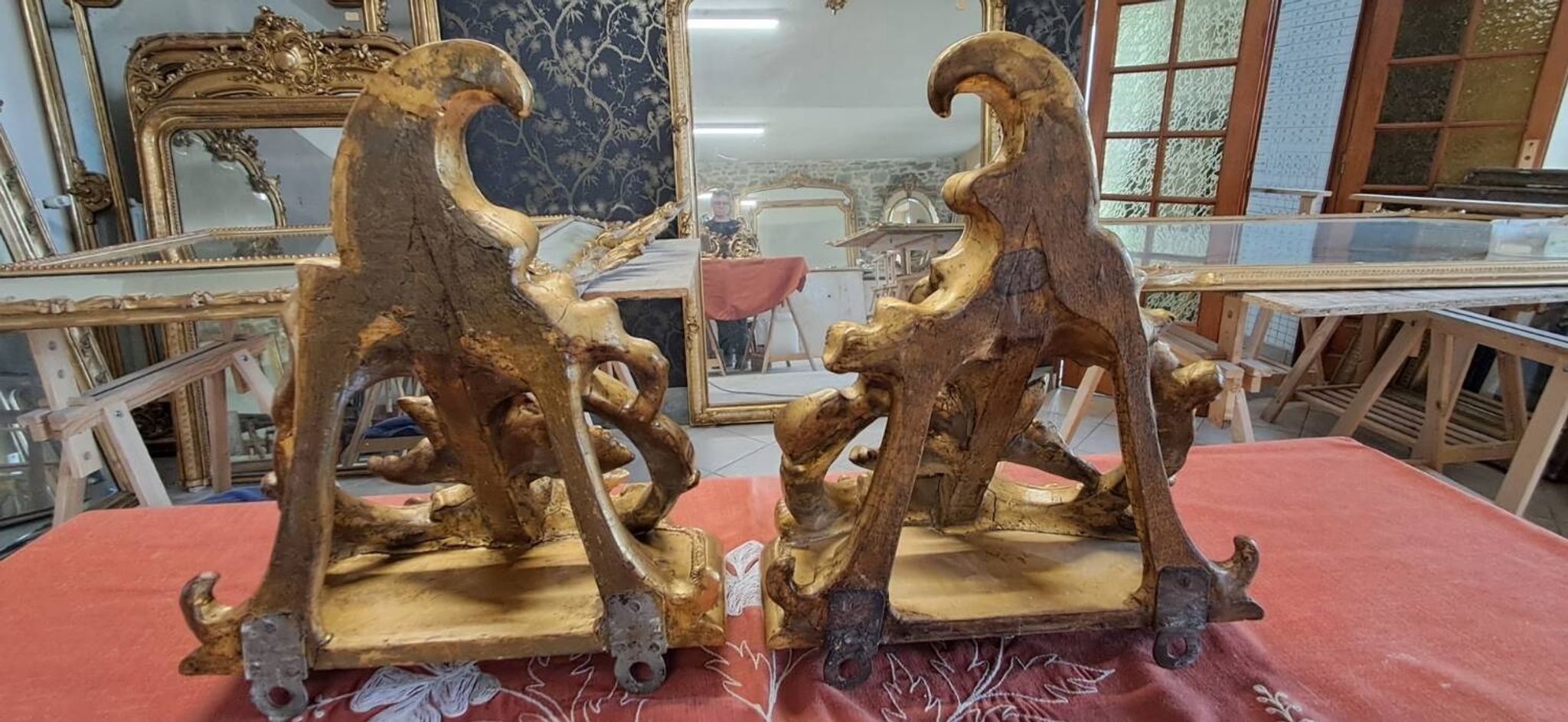 Pair of 19th century wall consoles 33x30