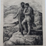 François nicolas chifflart (1825 - 1901) le passé engraving on old japanese paper.