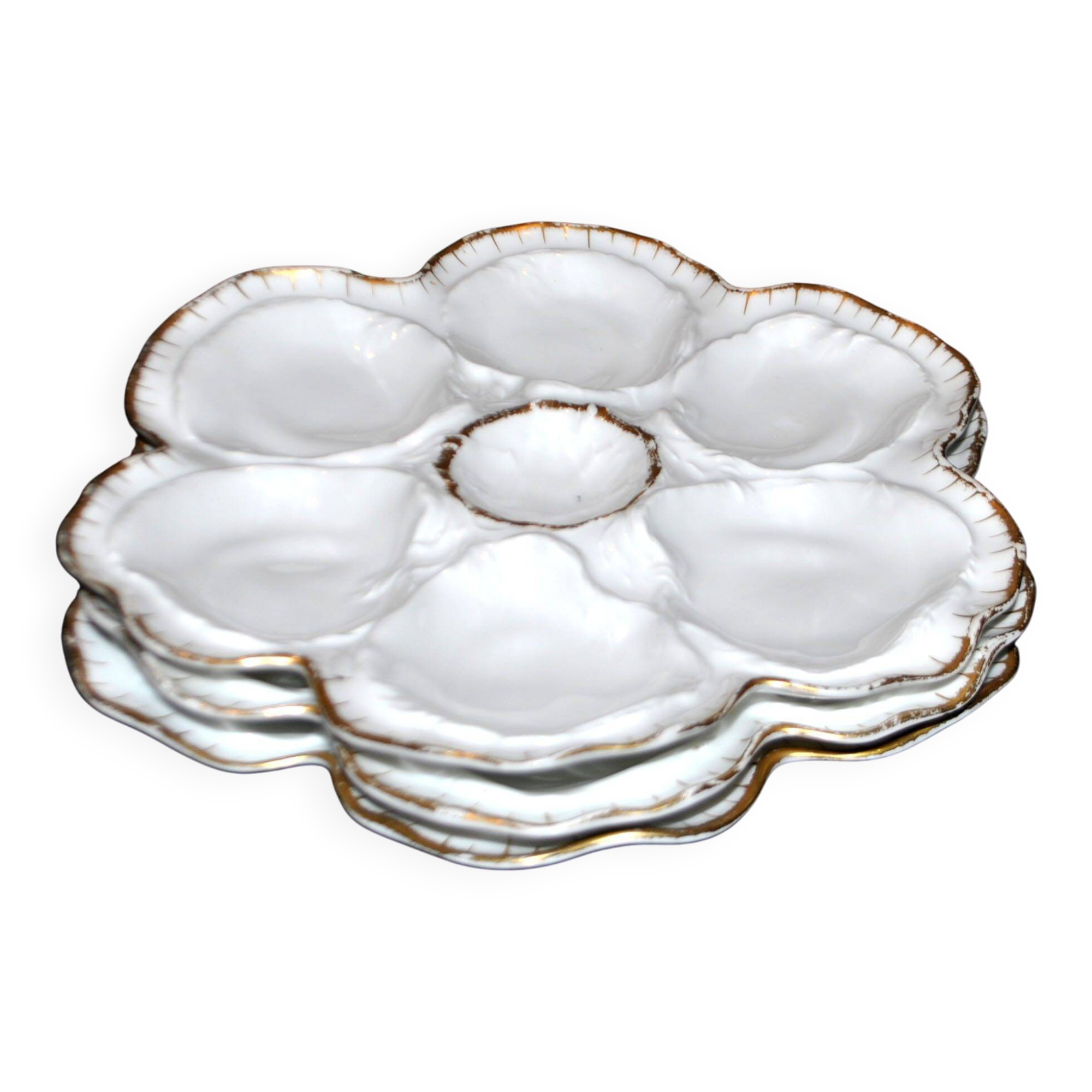 3 Limoges porcelain oyster plates