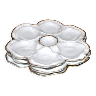 3 Limoges porcelain oyster plates