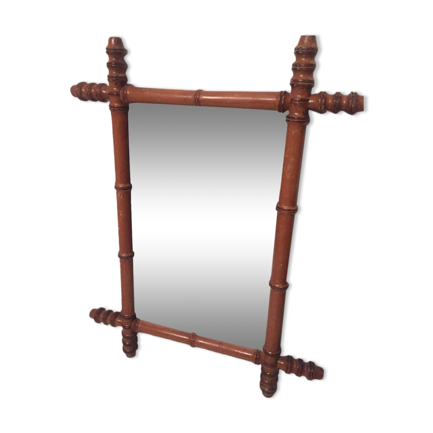 Vintage miroir barbier 1900 bambou ancien