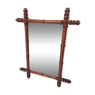 Vintage barber mirror 1900 antique bamboo