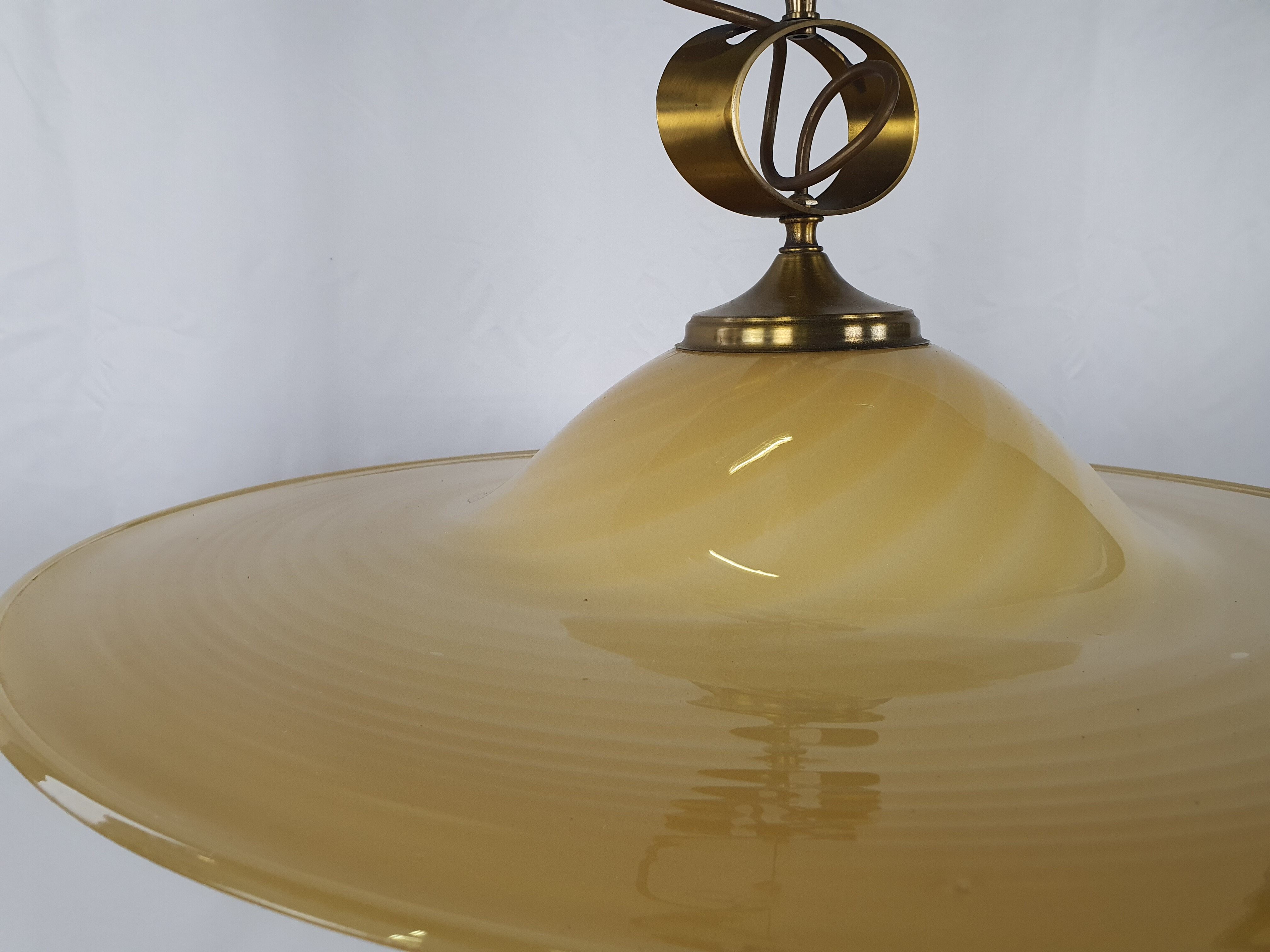 Lustre en verre de Murano et laiton avec double support