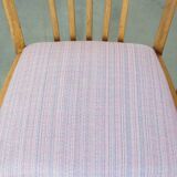 Set of 4 vintage Danish design dining chairs from the 1970s with light purple fabric seats