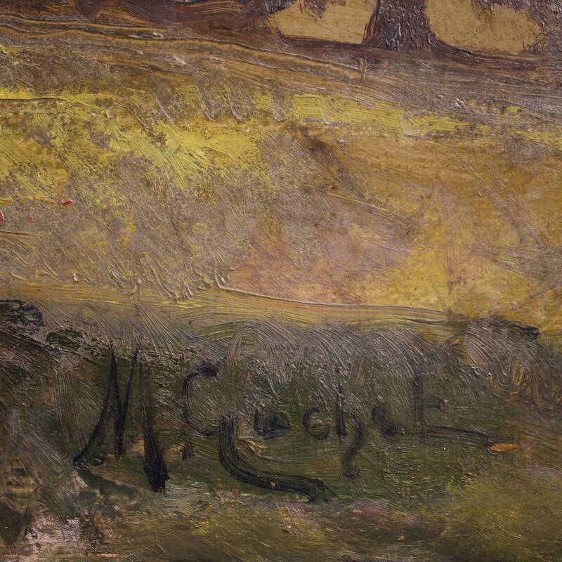 20th century Italian artwork, a countryside view with figures