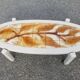 Vintage oval wooden and ceramic coffee table signed Dan - Vallauris