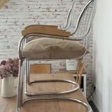 Set of iron and wood armchairs