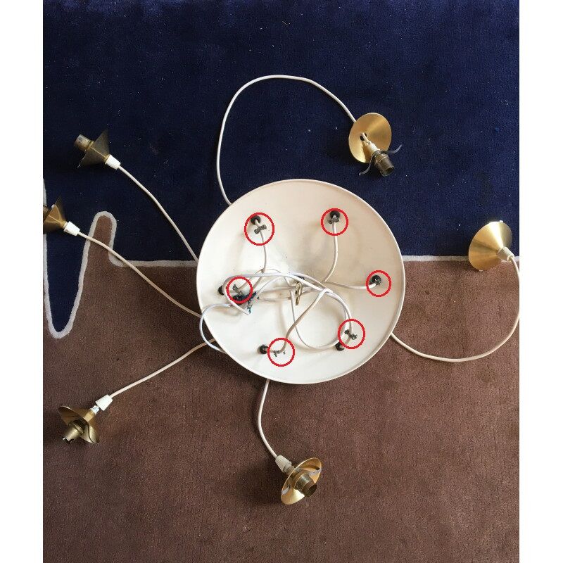 Suspension waterfall 6 balls in opaline - vintage 60s