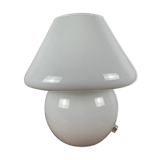Lampe champignon en verre blanc, 1980