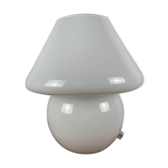 Lampe champignon en verre blanc, 1980
