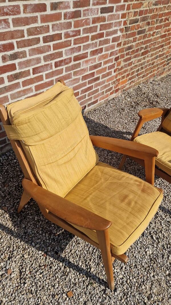 Paire de chauffeuses design Free Span années 60's