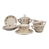 Cups and saucers x5 and sugar bowl - Moulin des Loups, model Richelieu