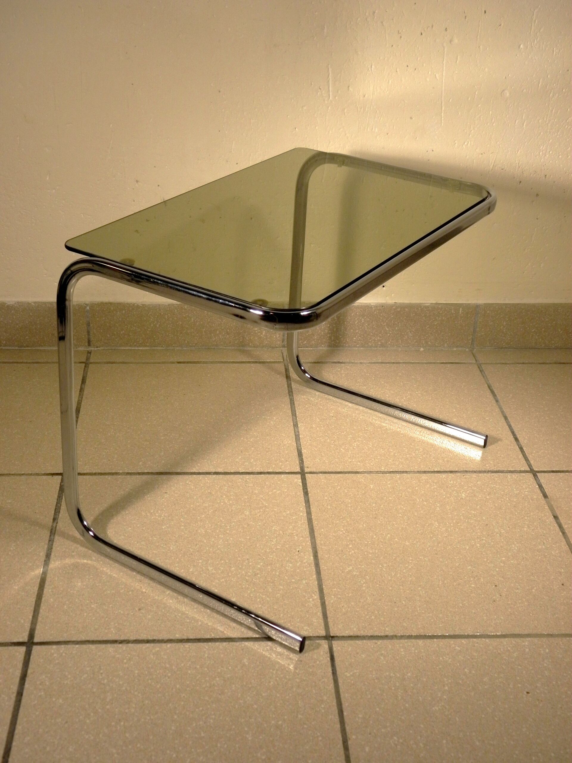 Coffee table glass and chrome 1970