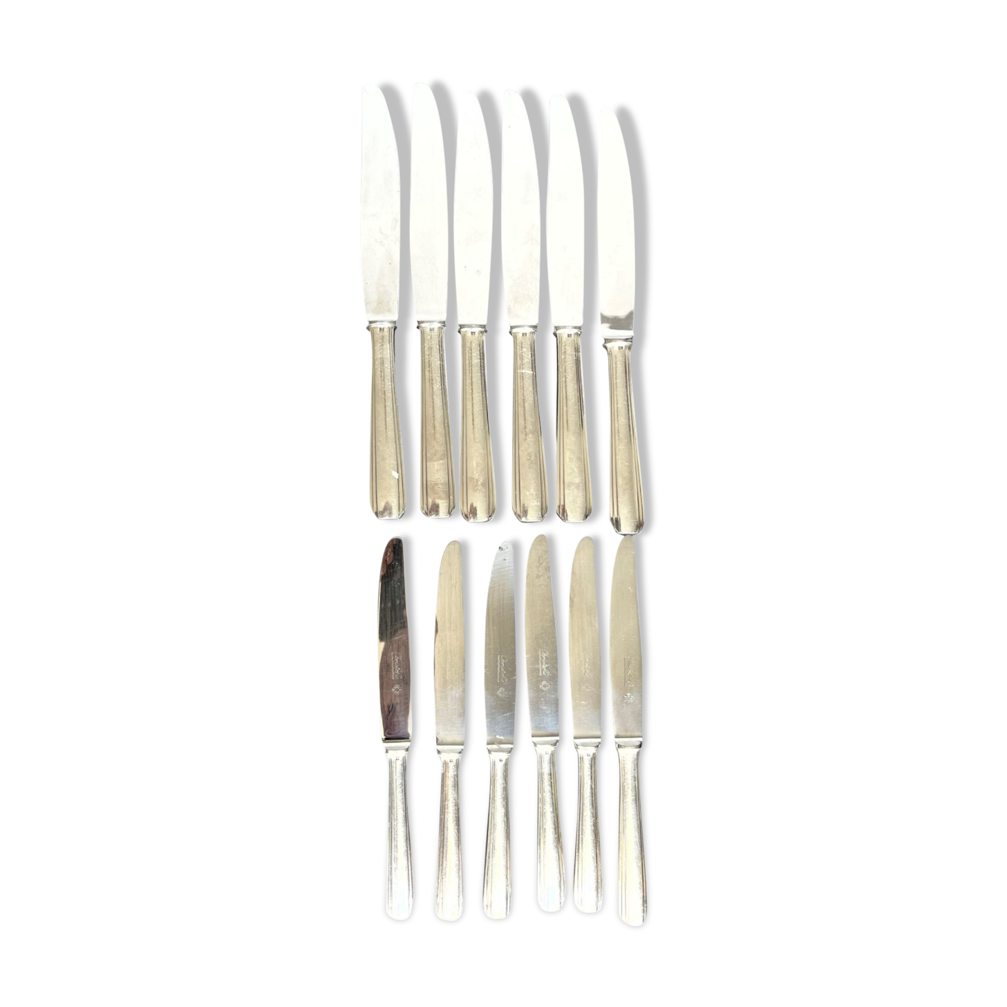 12 Christofle silver metal knives