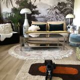 Coffee table 70s metal and smoked glass