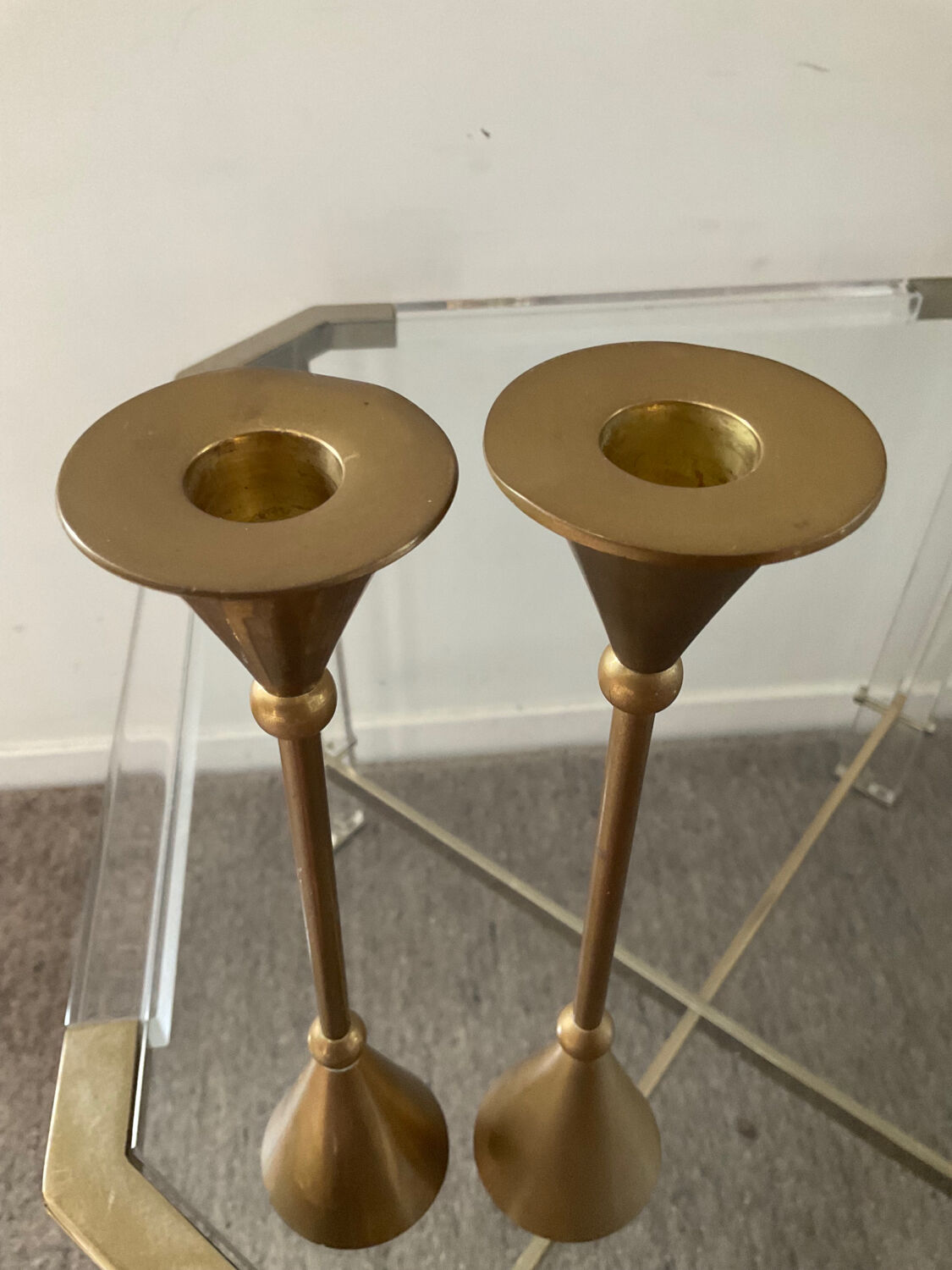 Pair of vintage brass candle holders