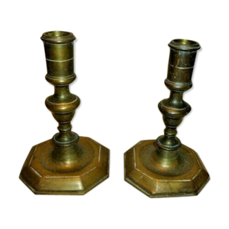 2 bronze bougeoirs