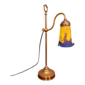 Lampe de bureau Art Déco en laiton et verre signé "Frères Muller", années 1920