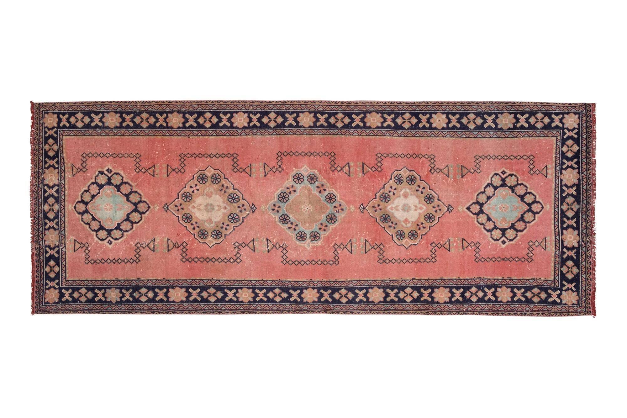 Vintage Turkish hallway rug 139x361 cm
