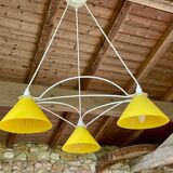 Vintage 3-light pendant light by Le Dauphin circa 1980s