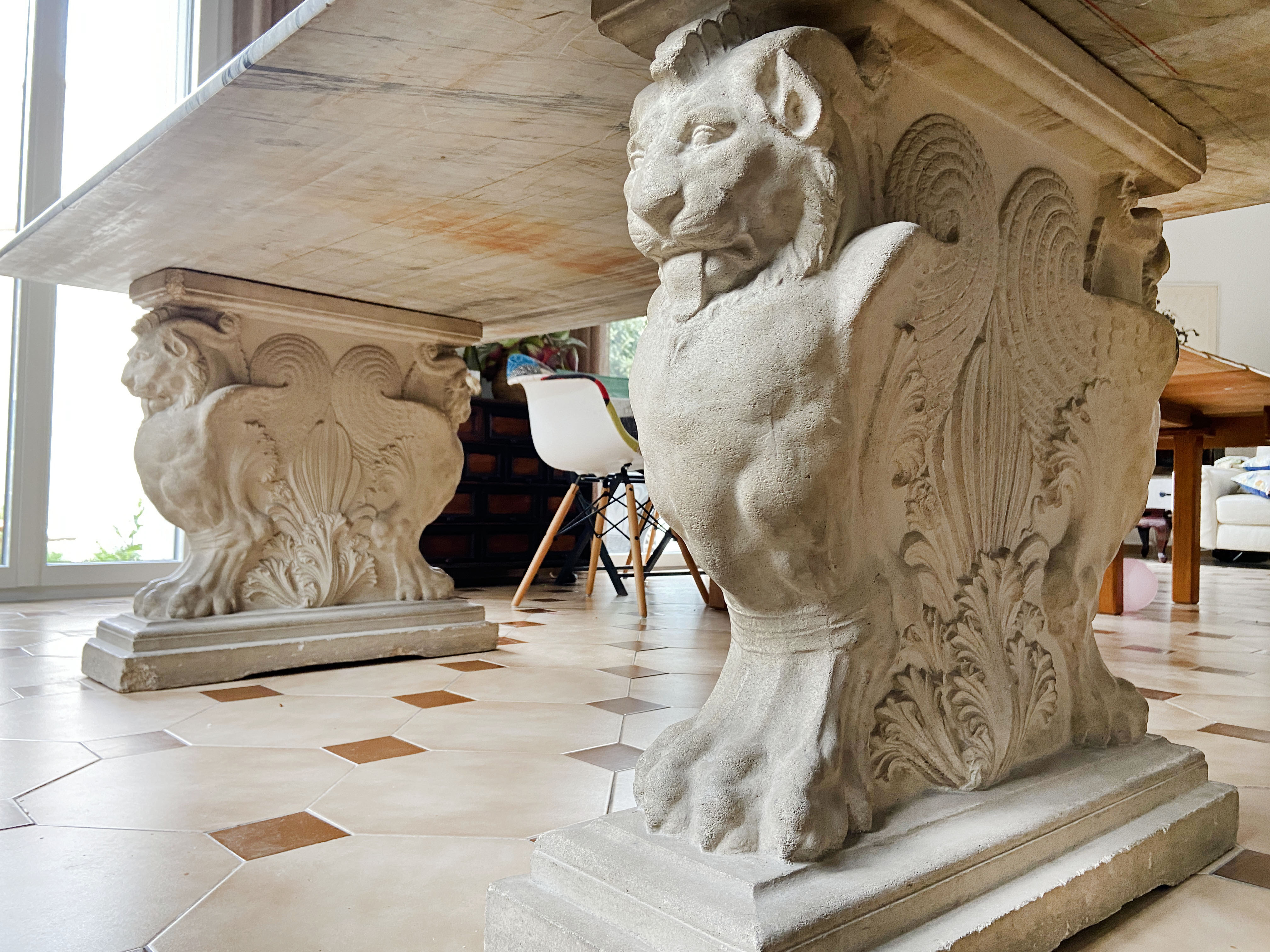 Jean-Charles Moreux style marble and stone table